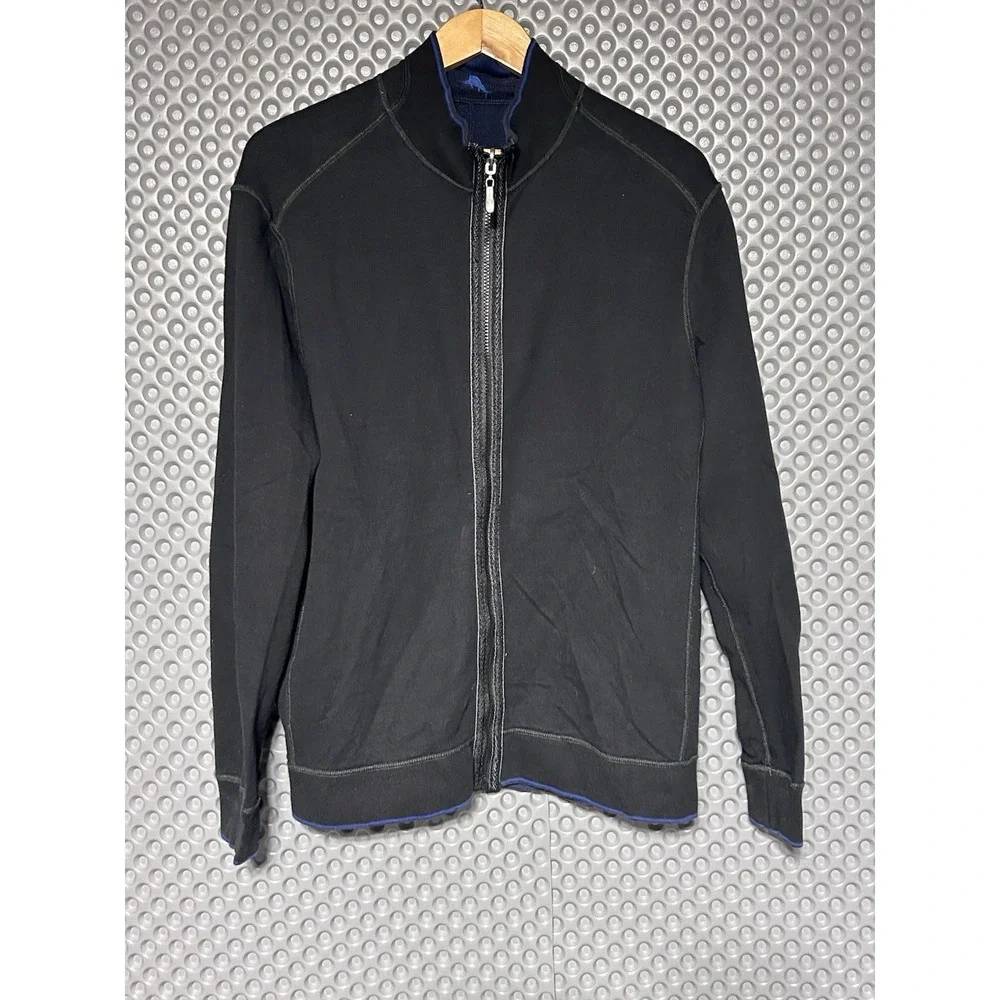 Tommy Bahama Reversible Blue/Black Full Zip Sweater Jacket Mens XL